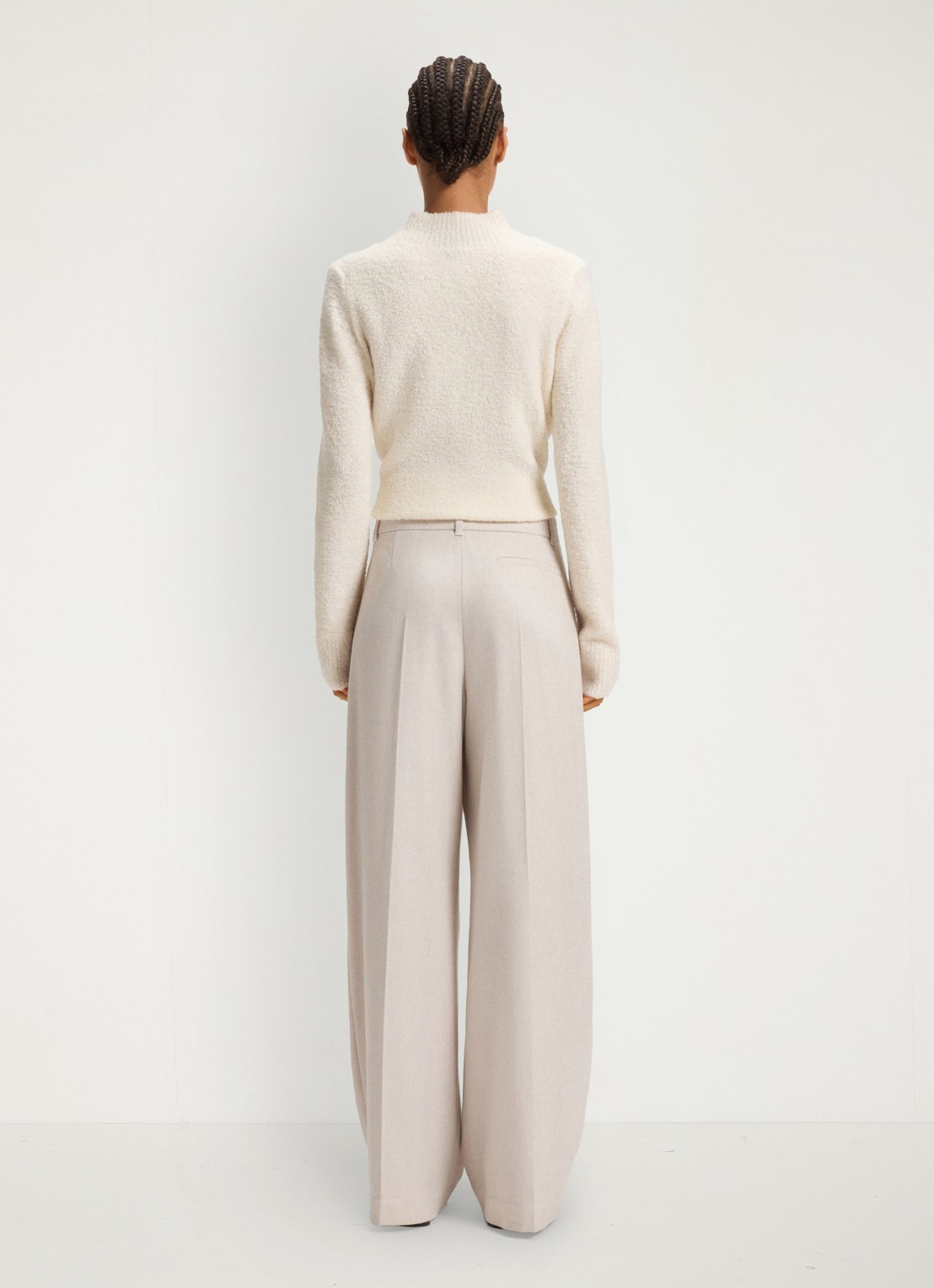 BOSS High waist regular fit pantalon met paspelzak - achterkant 4 creme
