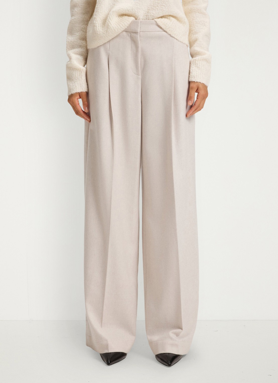 BOSS High waist regular fit pantalon met paspelzak - detail creme