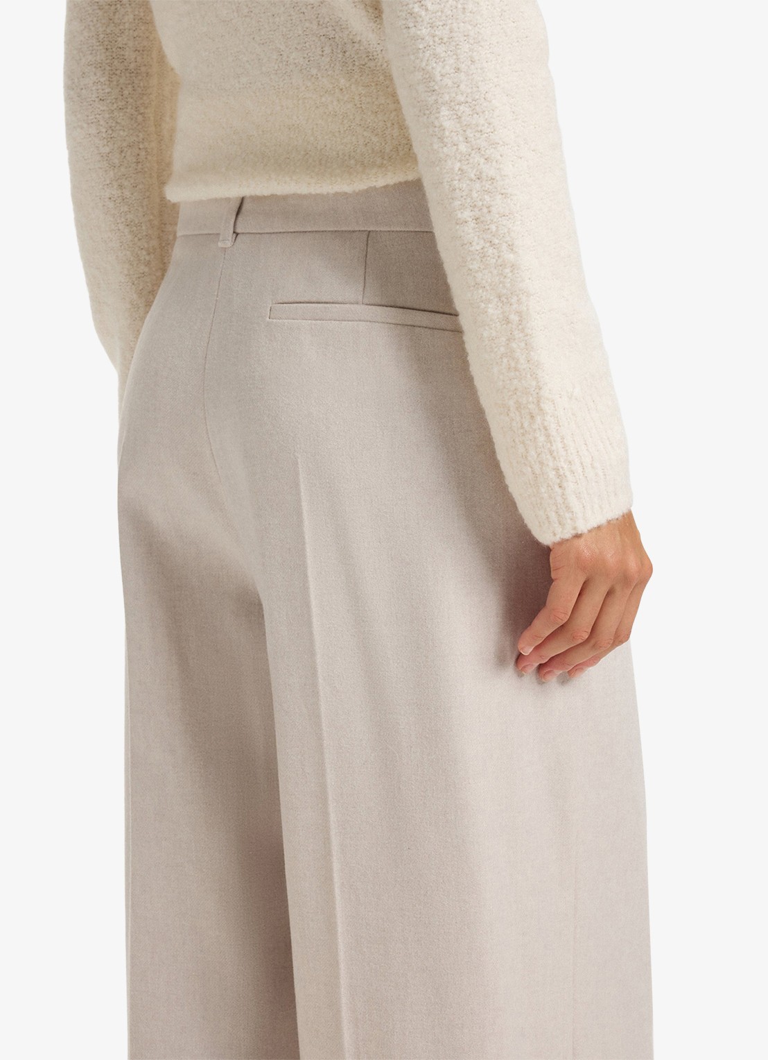 BOSS High waist regular fit pantalon met paspelzak - detail 2 creme