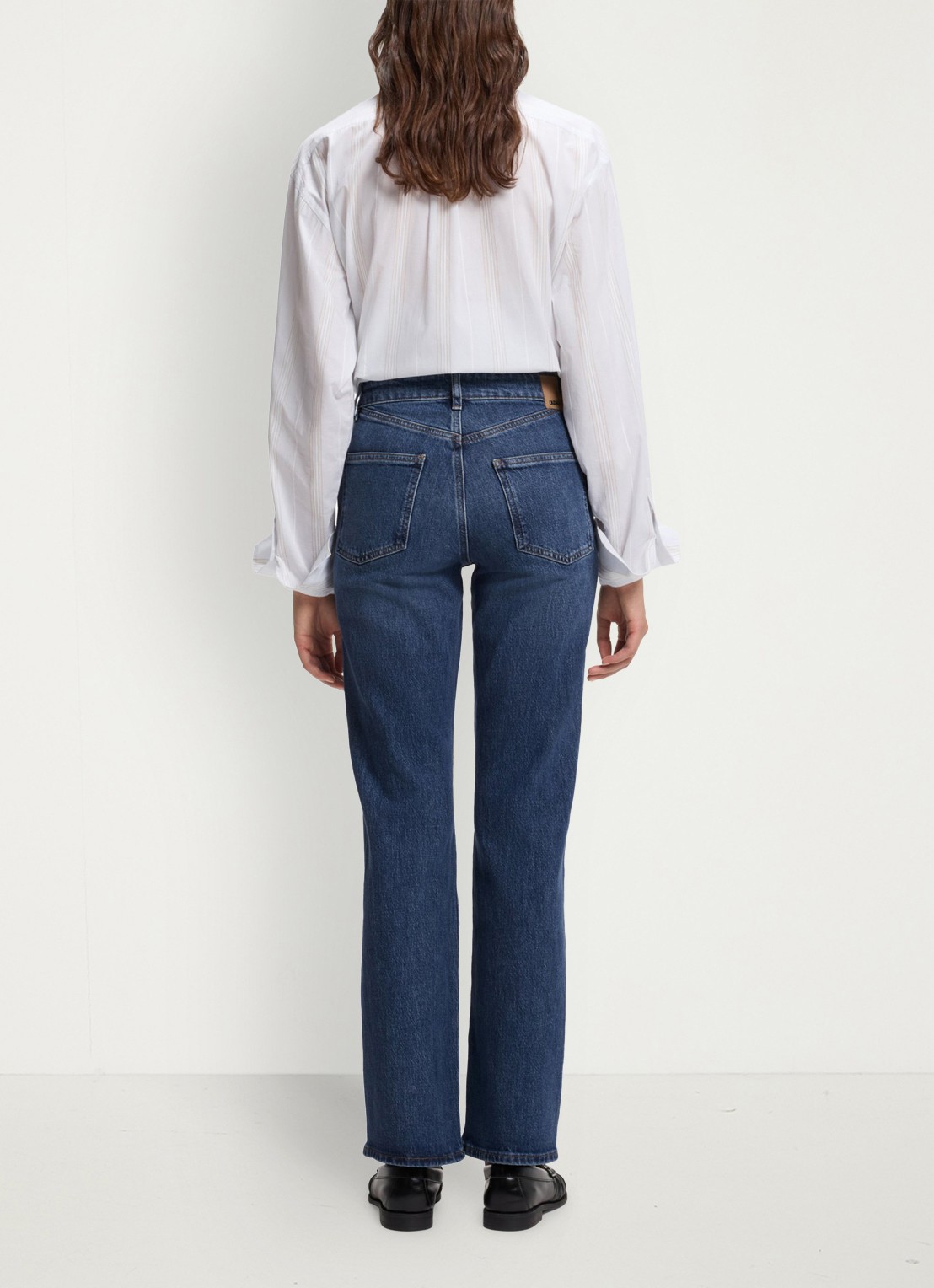 BOSS High waist slim fit jeans met donkere wassing - achterkant denim