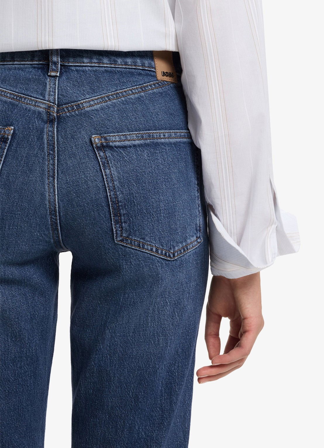 BOSS High waist slim fit jeans met donkere wassing - detail 5 denim