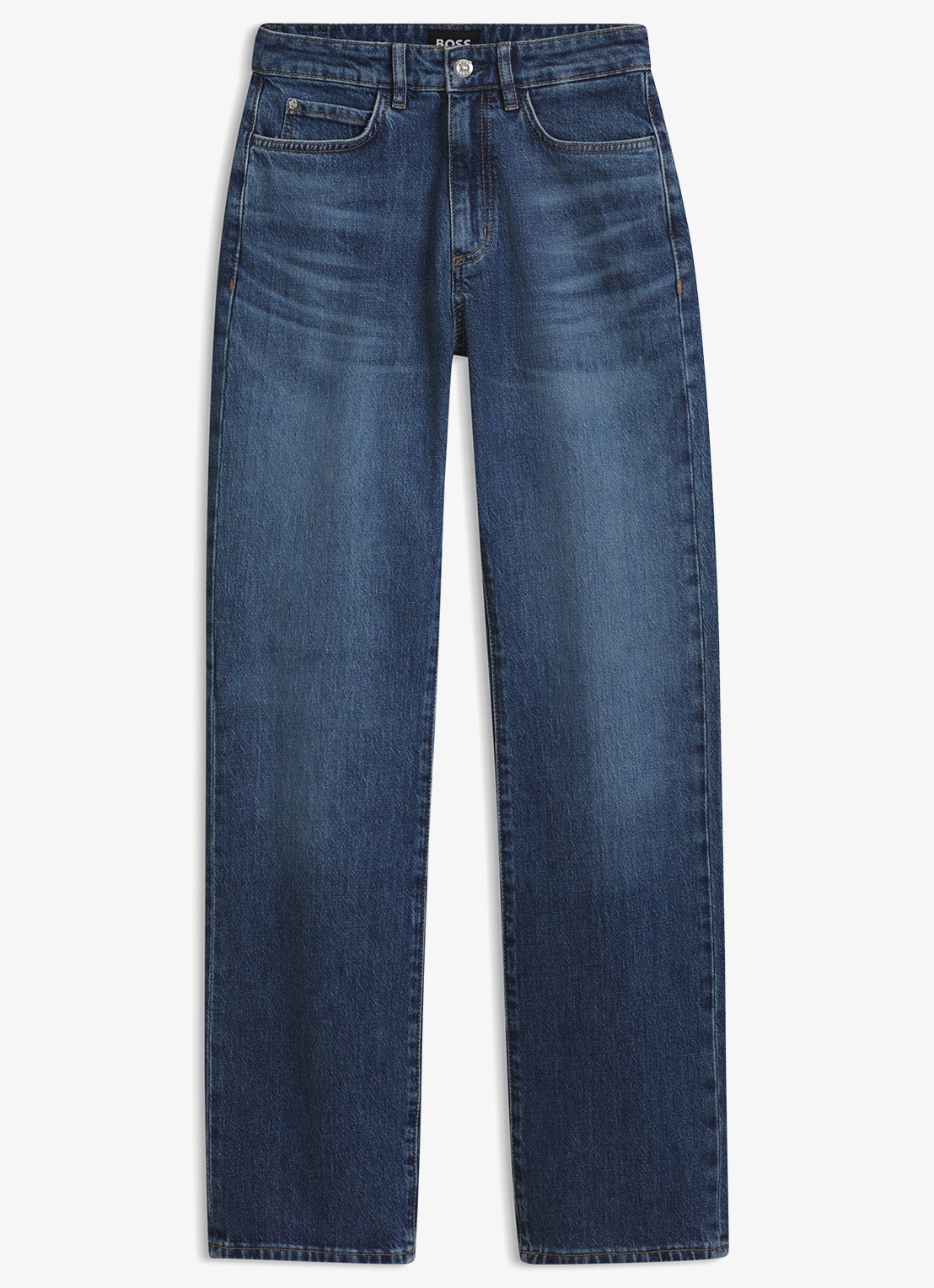 BOSS High waist slim fit jeans met donkere wassing - voorkant 2 denim