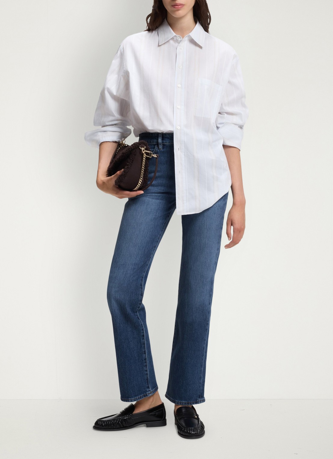 BOSS High waist slim fit jeans met donkere wassing - voorkant 3 denim