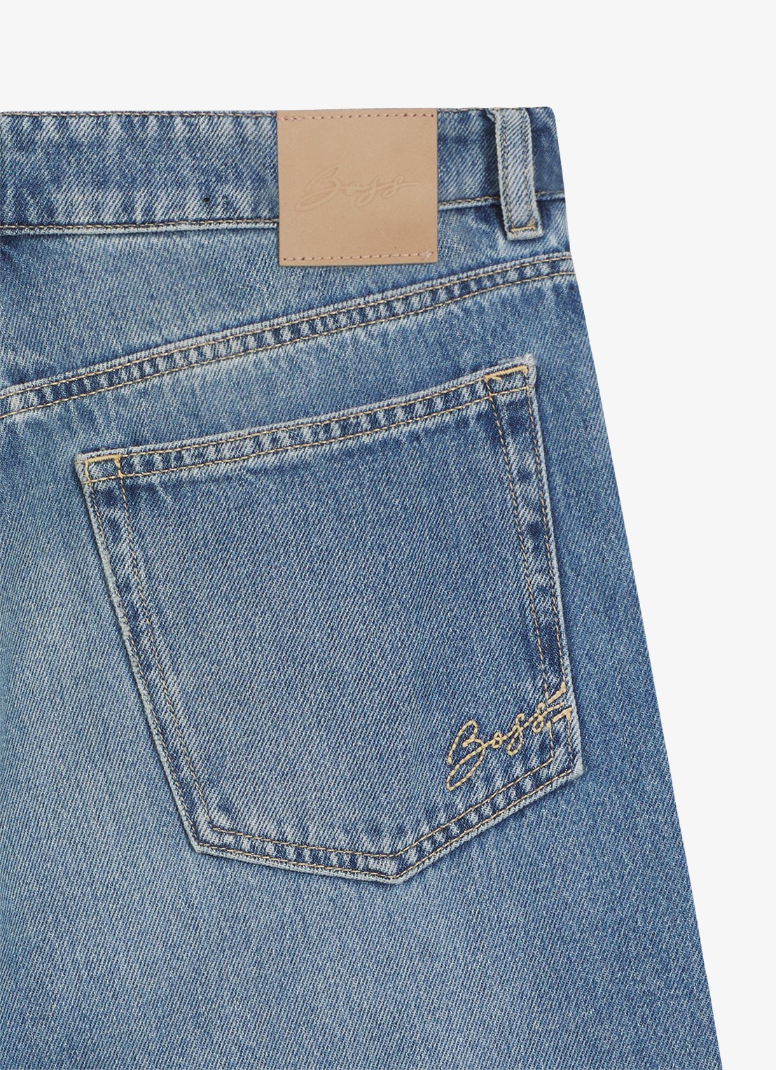 BOSS High waist straight fit jeans met lichte wassing - detail 3 denim