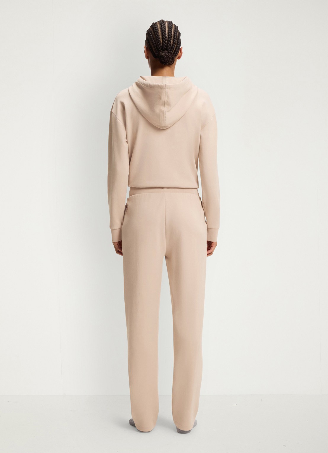 BOSS High waist straight fit joggingbroek met steekzakken - achterkant 7 light beige-270 / beige