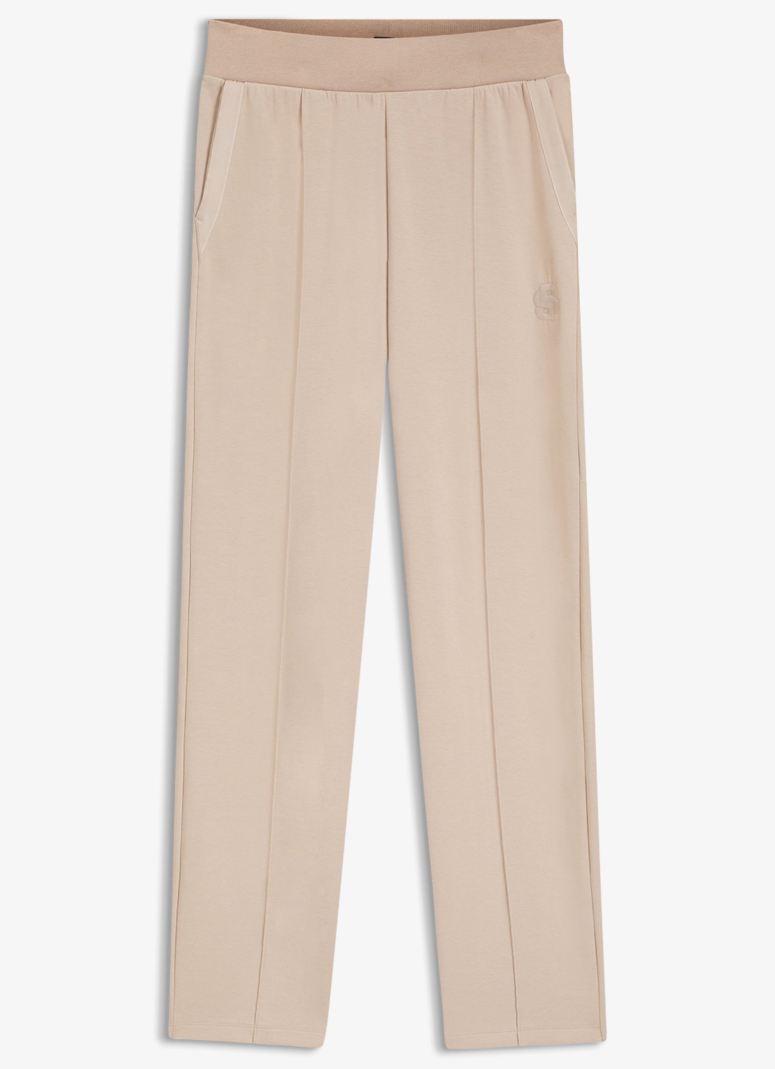 BOSS High waist straight fit joggingbroek met steekzakken - voorkant light beige-270 / beige
