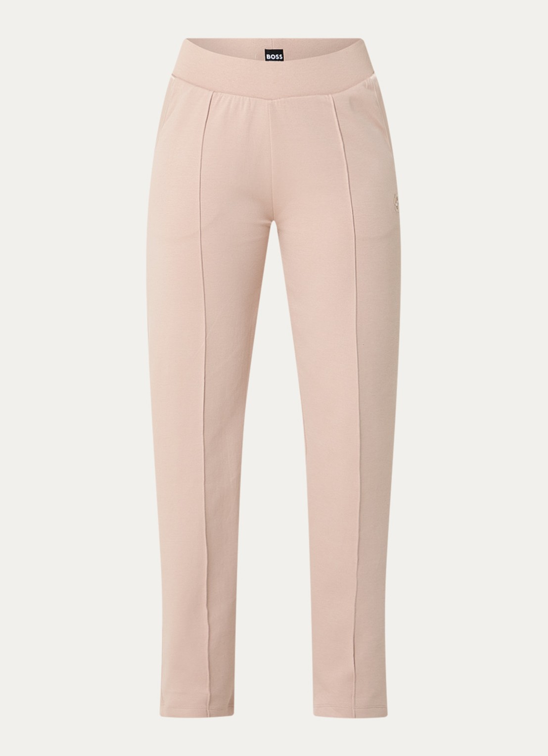 BOSS High waist straight fit joggingbroek met steekzakken - voorkant 3 light beige-270 / beige