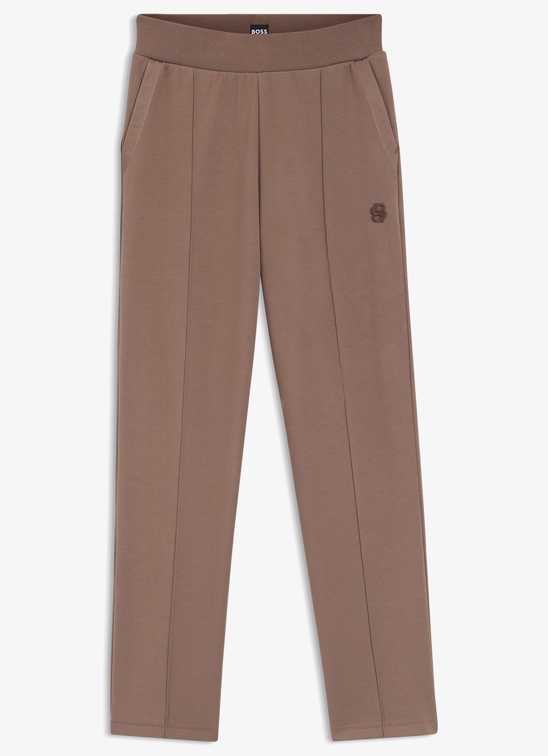 BOSS High waist straight fit joggingbroek met steekzakken - voorkant 4 open brown-240 / bruin