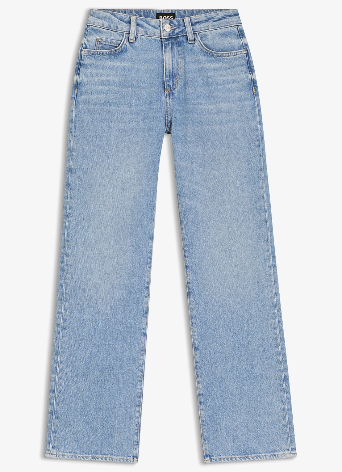 BOSS High waist straight leg jeans met steekzakken - voorkant 2 indigo
