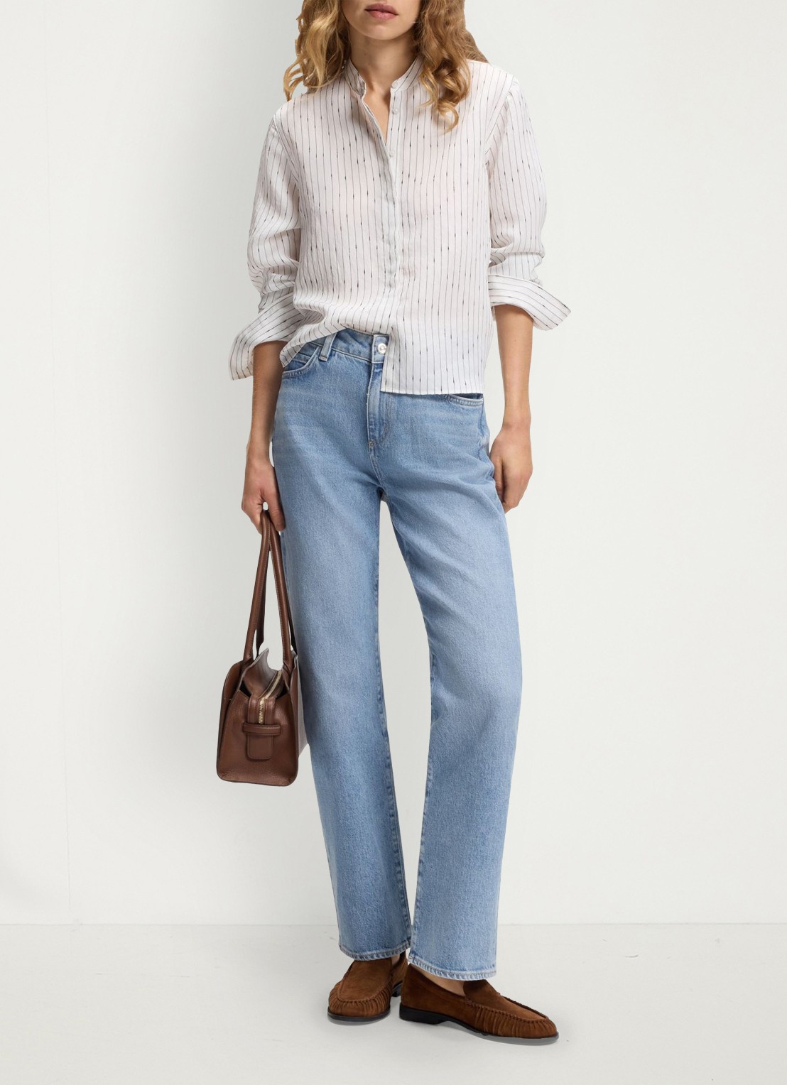 BOSS High waist straight leg jeans met steekzakken - voorkant 3 indigo
