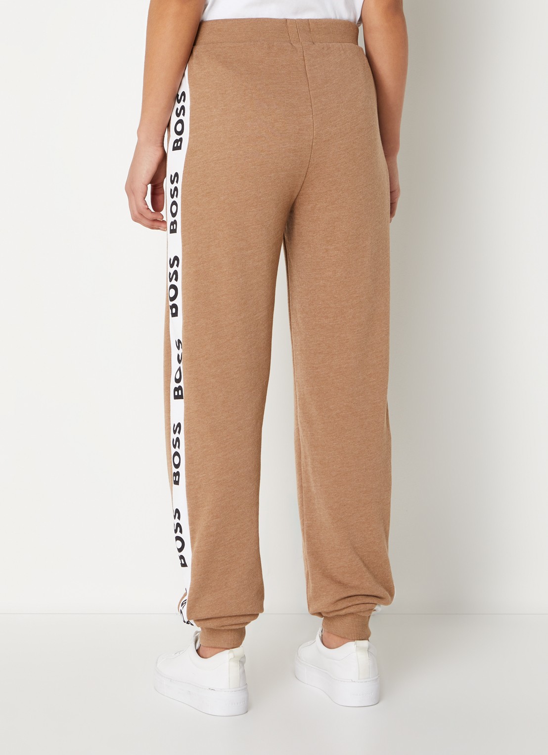 BOSS High waist tapered fit joggingbroek met logoband - achterkant camel