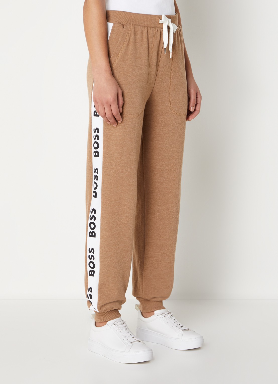 BOSS High waist tapered fit joggingbroek met logoband - detail 2 camel