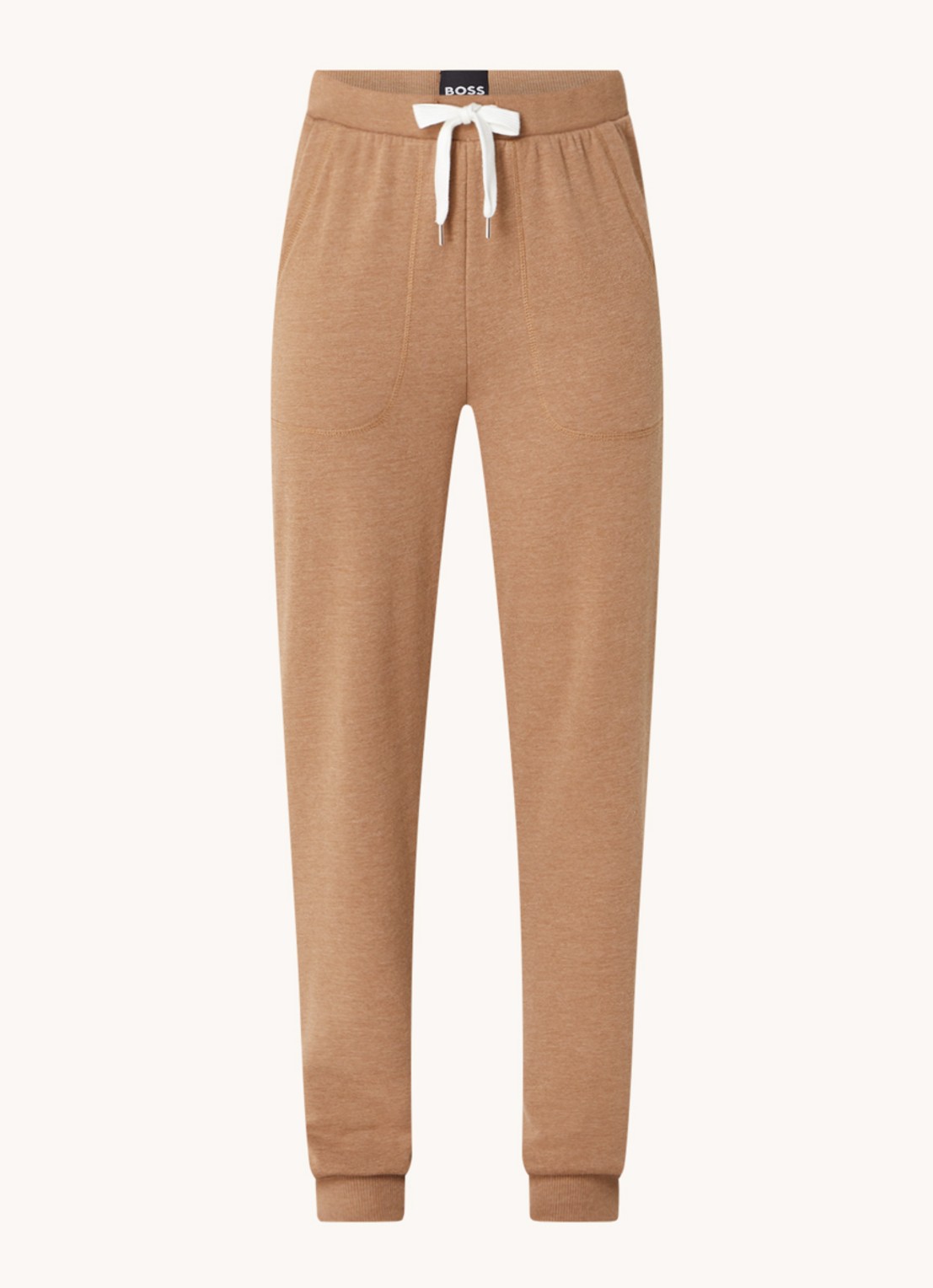 BOSS High waist tapered fit joggingbroek met logoband - voorkant 3 camel