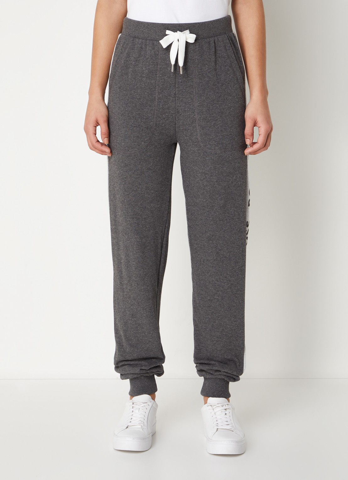 BOSS High waist tapered fit joggingbroek met logoband - detail 4 antraciet