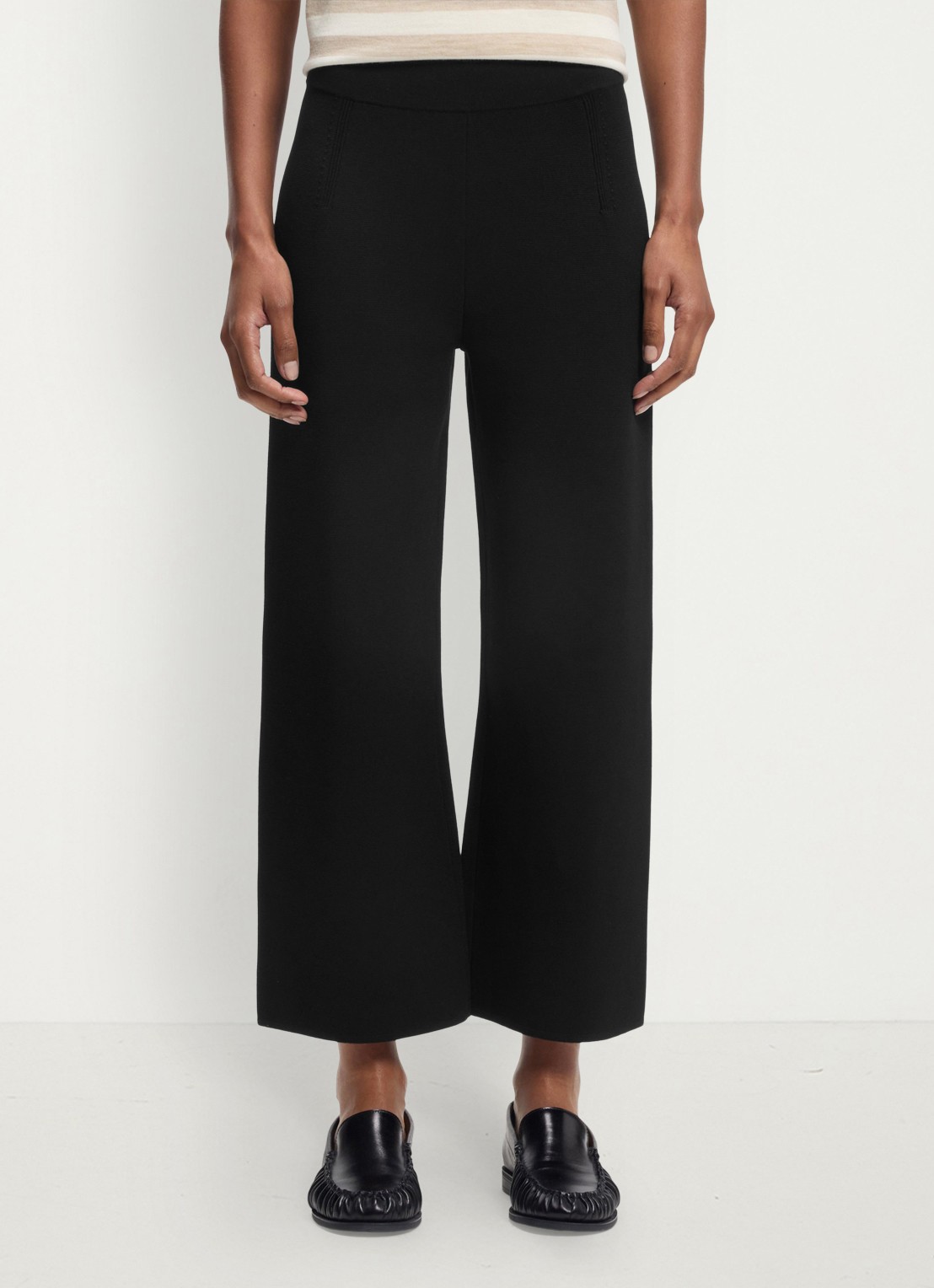 BOSS High waist wide fit cropped pantalon - detail 2 zwart