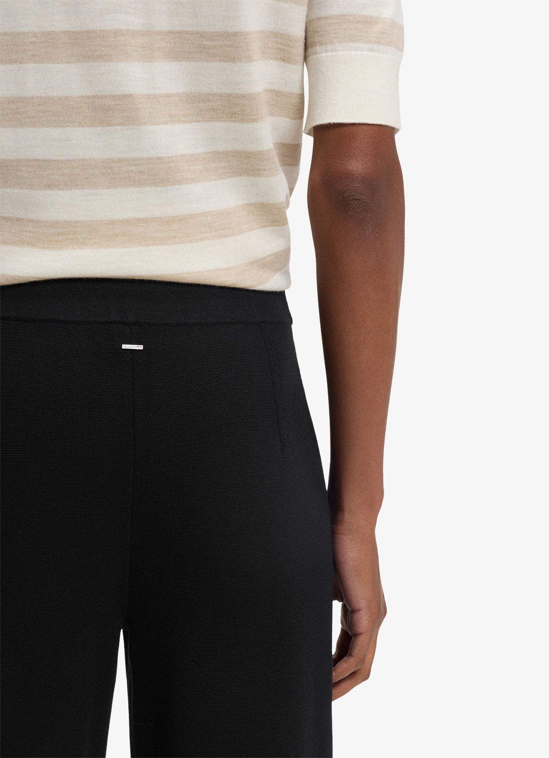 BOSS High waist wide fit cropped pantalon - detail 3 zwart