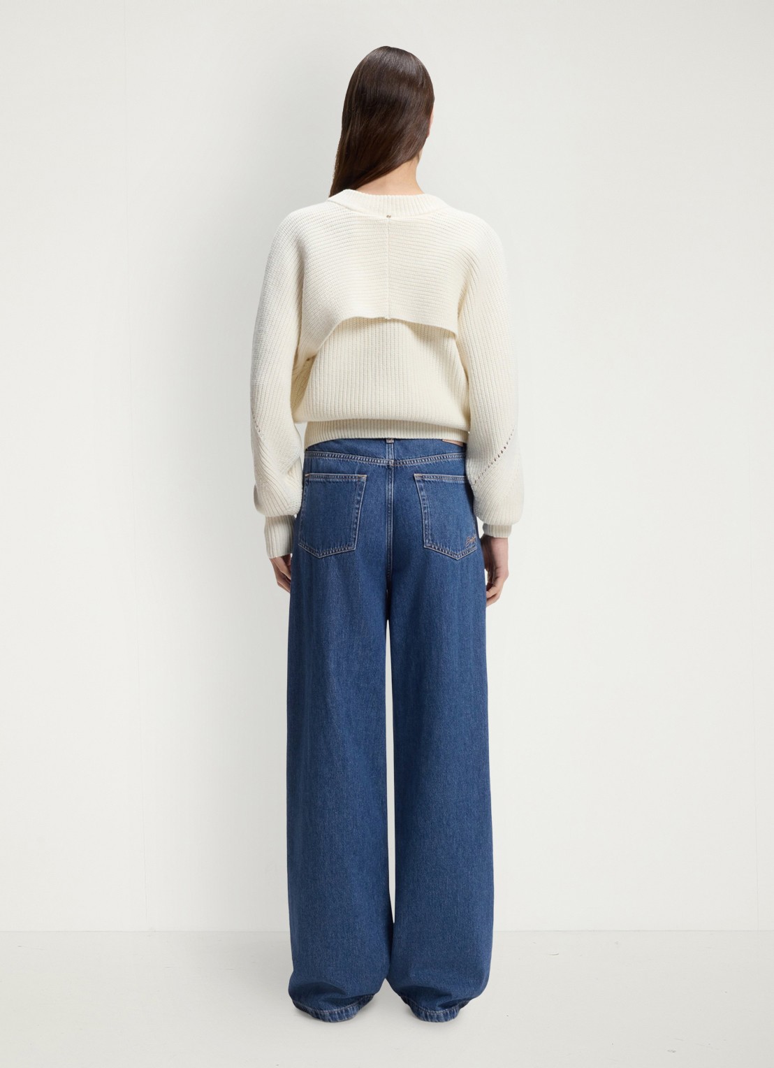 BOSS High waist wide fit jeans met donkere wassing - achterkant 4 denim