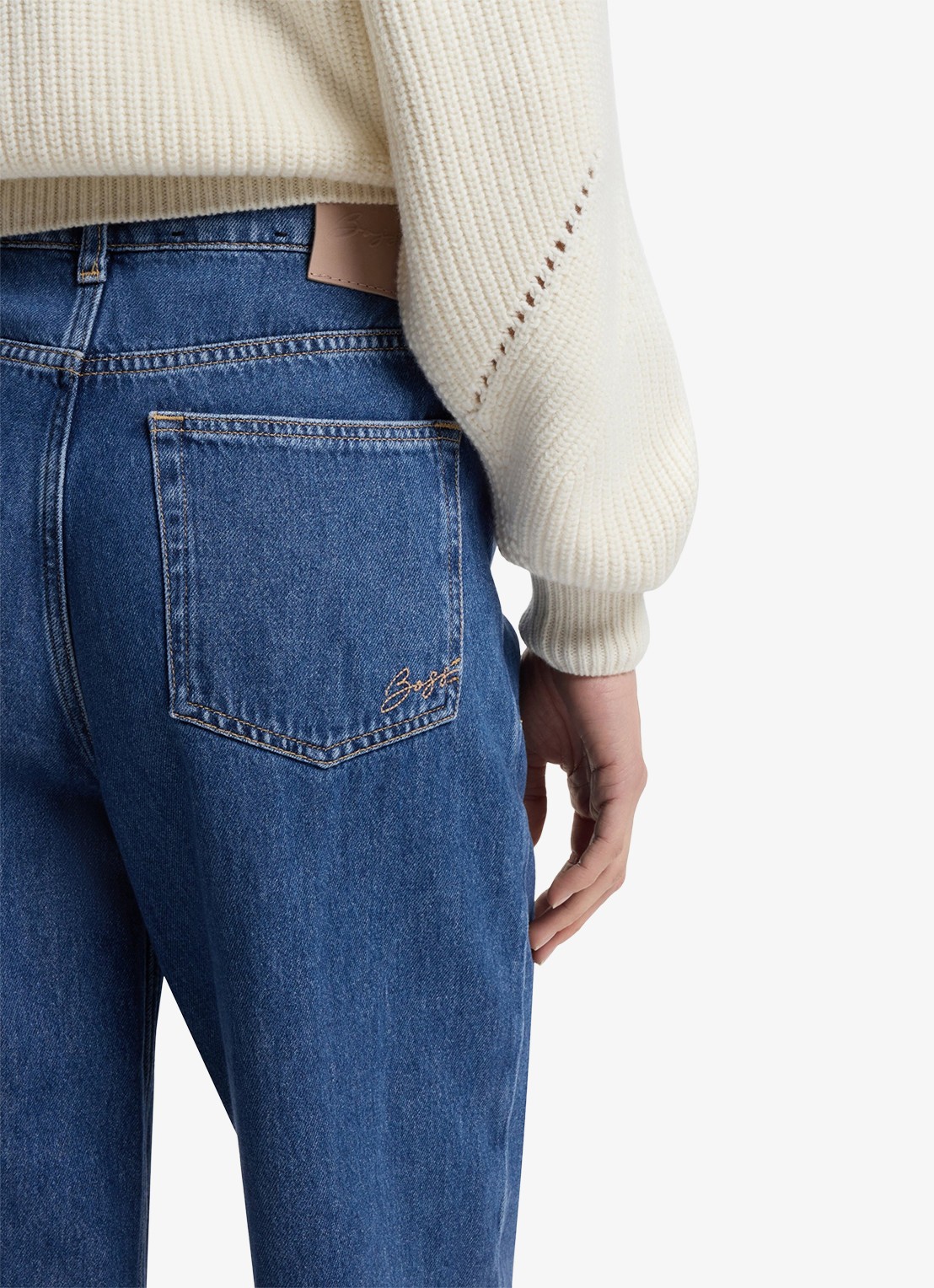 BOSS High waist wide fit jeans met donkere wassing - detail 2 denim