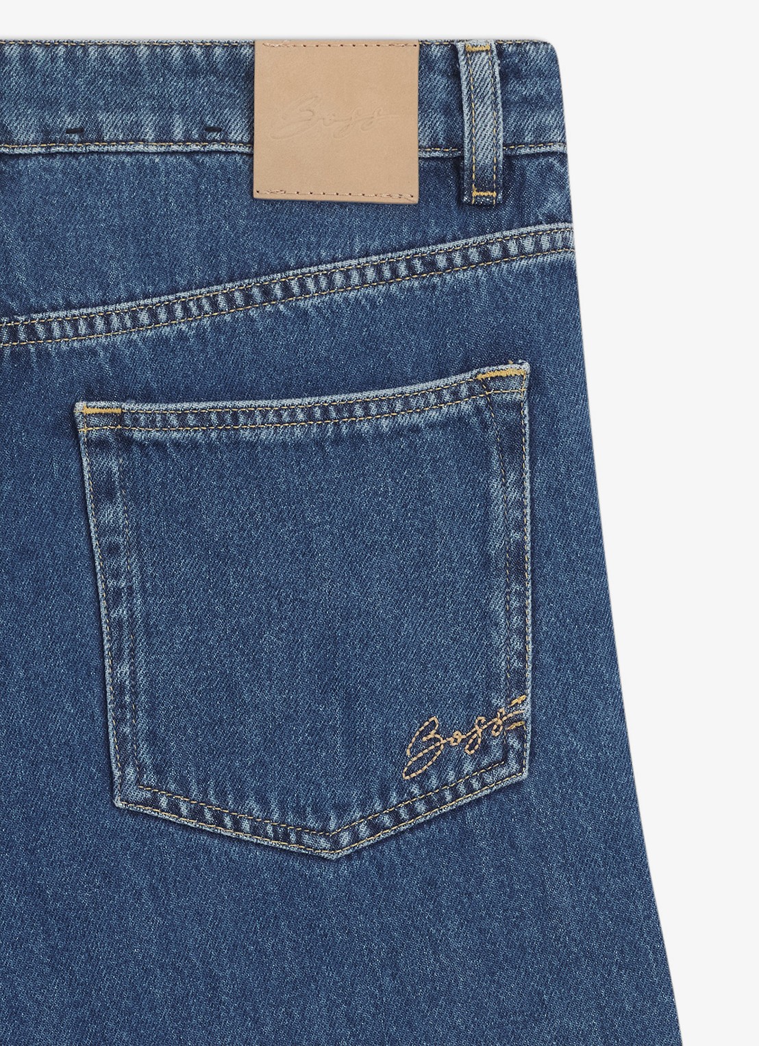 BOSS High waist wide fit jeans met donkere wassing - detail 3 denim