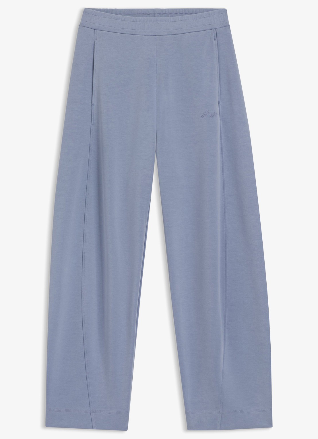 BOSS High waist wide fit joggingbroek met steekzakken - voorkant 4 blauwgrijs