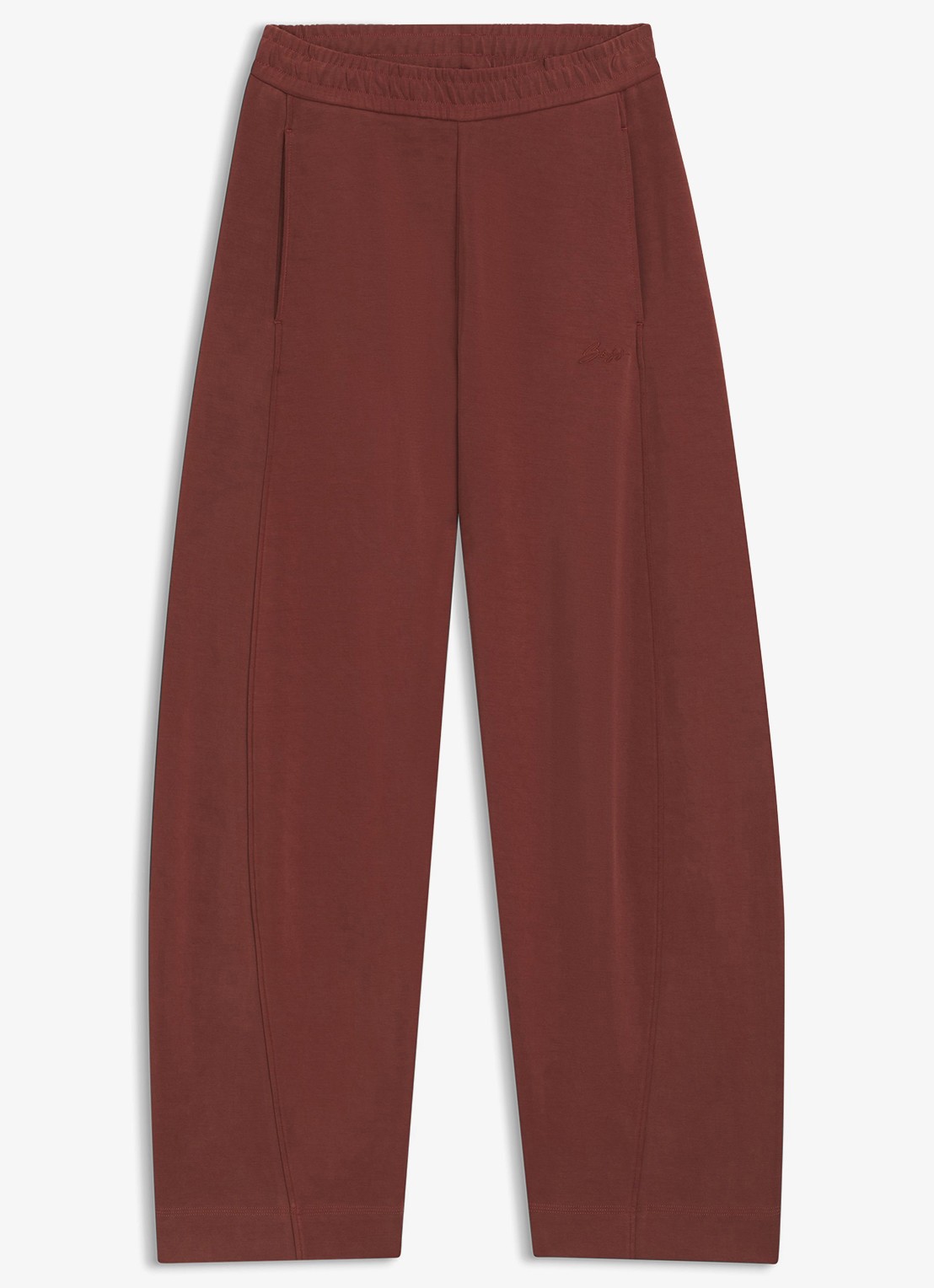 BOSS High waist wide fit joggingbroek met steekzakken - voorkant 4 dark red-604 / rood