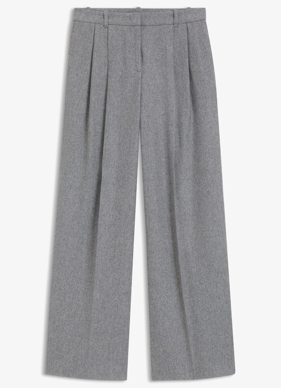 BOSS High waist wide fit pantalon in wolblend - voorkant 2 grijs