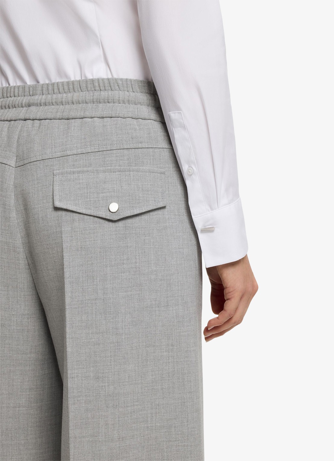 BOSS High waist wide fit pantalon met gemêleerd dessin - detail 2 grijs