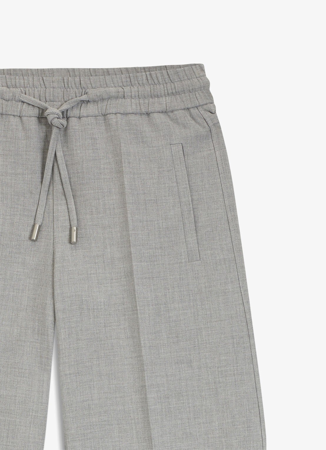 BOSS High waist wide fit pantalon met gemêleerd dessin - detail 3 grijs