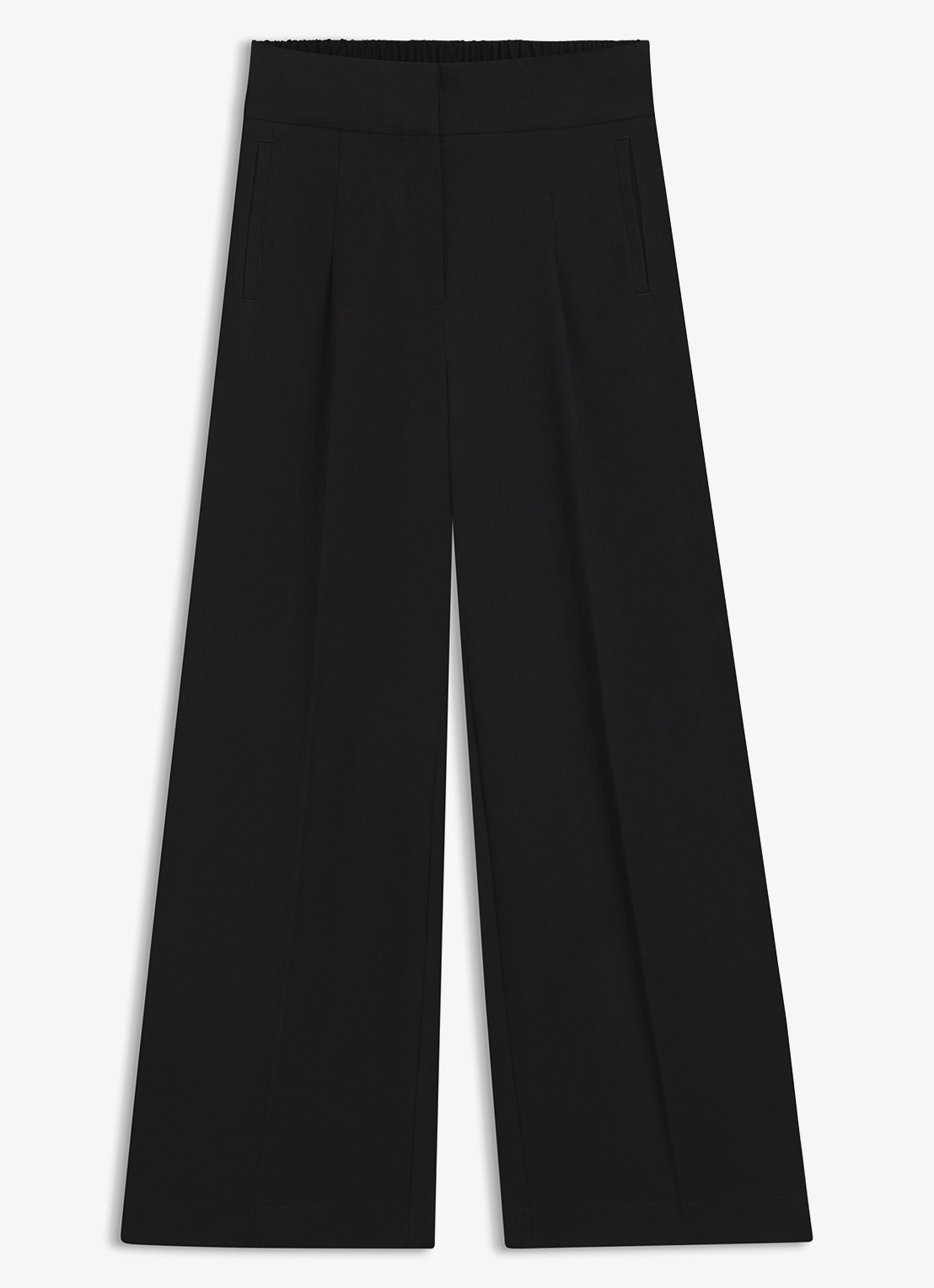 BOSS High waist wide fit pantalon met steekzakken - voorkant 2 black-001 / zwart