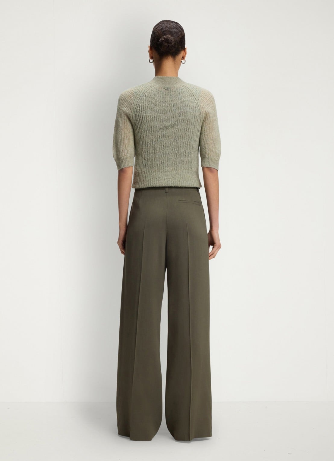 BOSS High waist wide fit pantalon met steekzakken - achterkant donkergroen