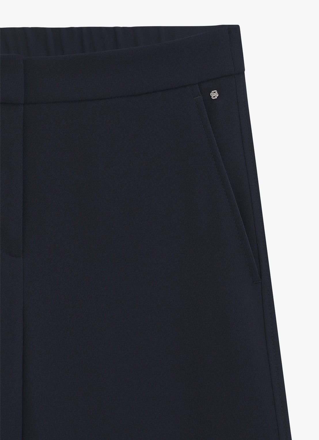BOSS High waist wide fit pantalon met steekzakken - detail 3 dark blue-404 / blauw