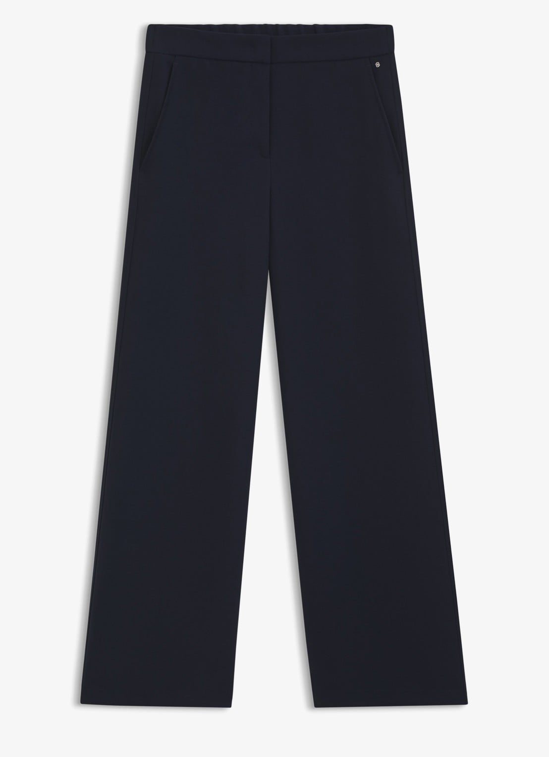 BOSS High waist wide fit pantalon met steekzakken - voorkant dark blue-404 / blauw
