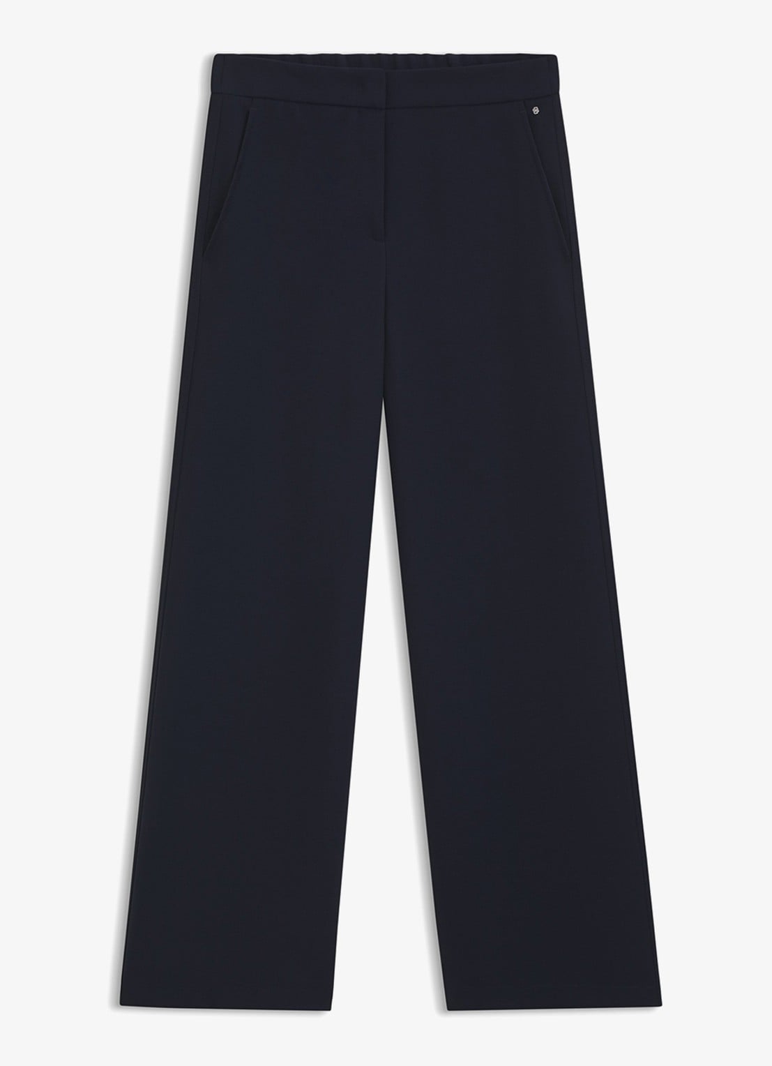 BOSS High waist wide fit pantalon met steekzakken - voorkant 5 dark blue-404 / blauw