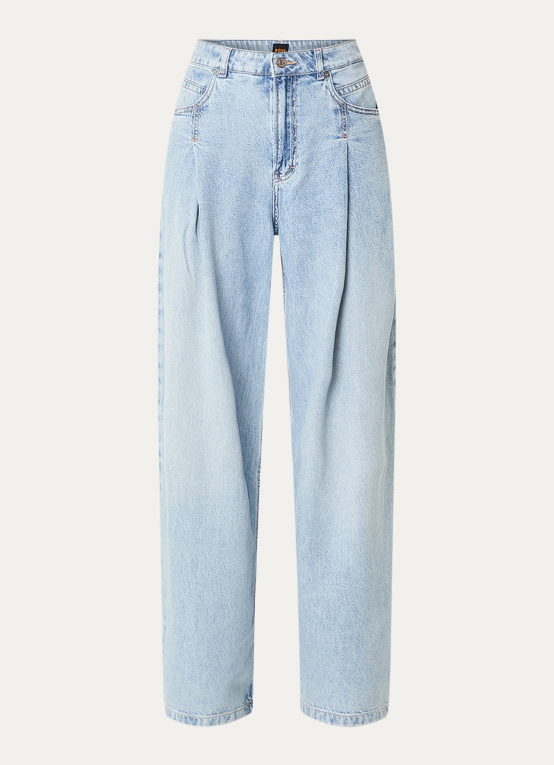 BOSS High waist wide leg jeans  met lichte wassing  - voorkant 3 indigo