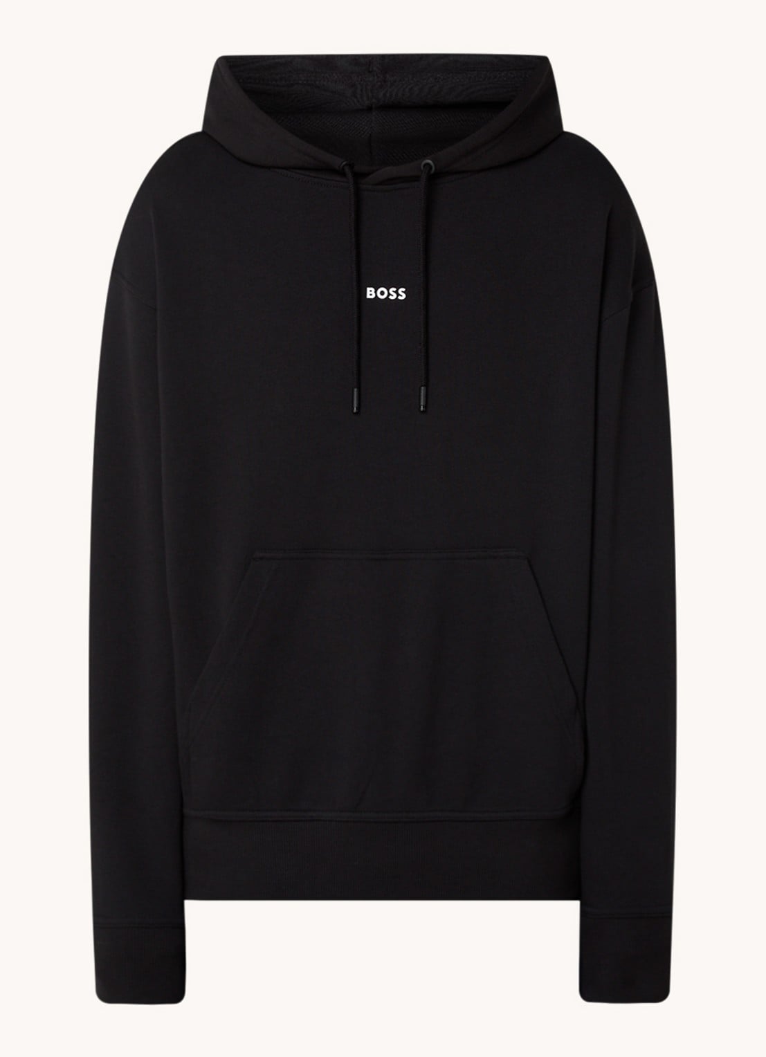 BOSS Hoodie met logo - voorkant zwart