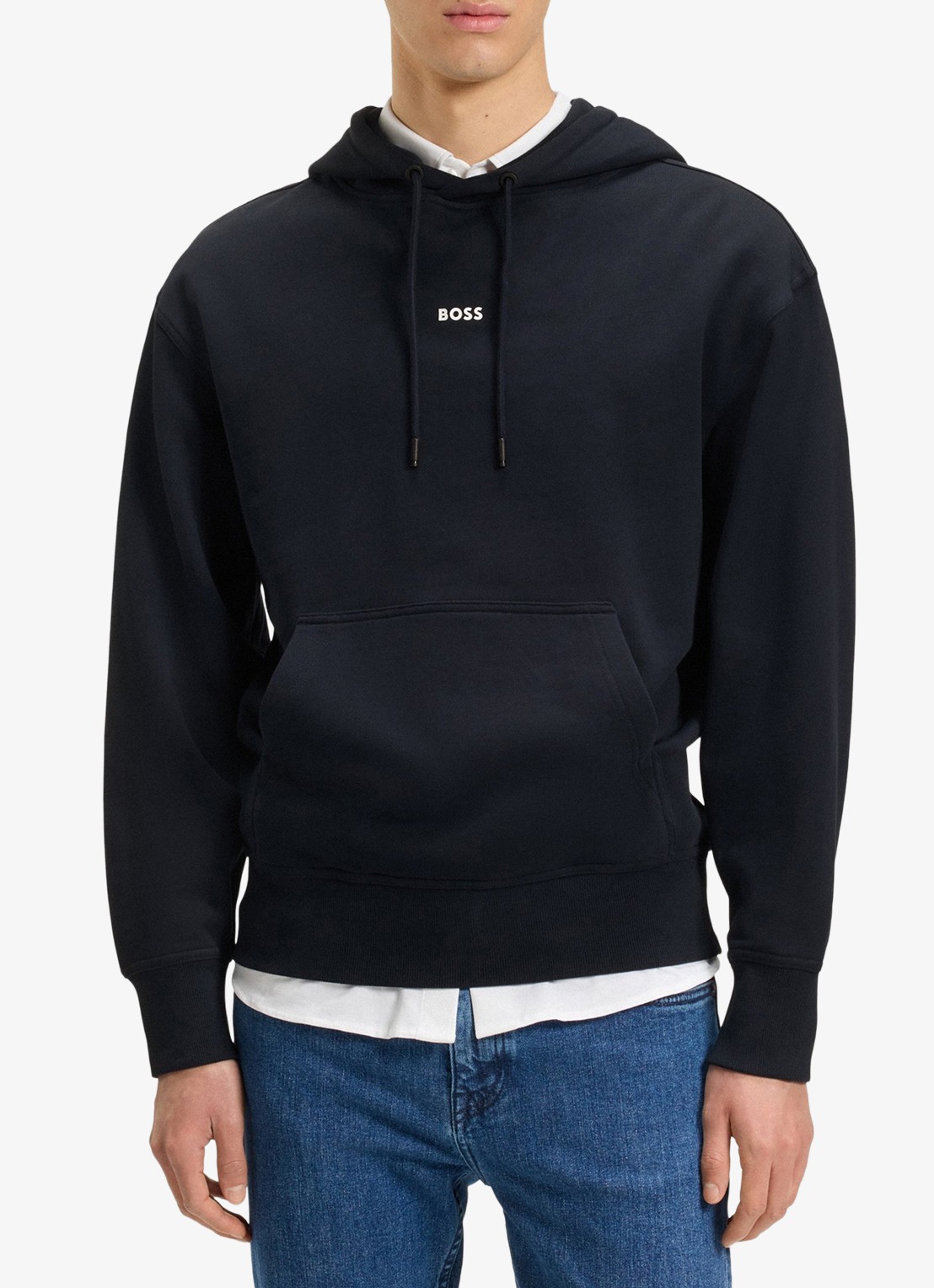 BOSS Hoodie met logo - detail 4 donkerblauw