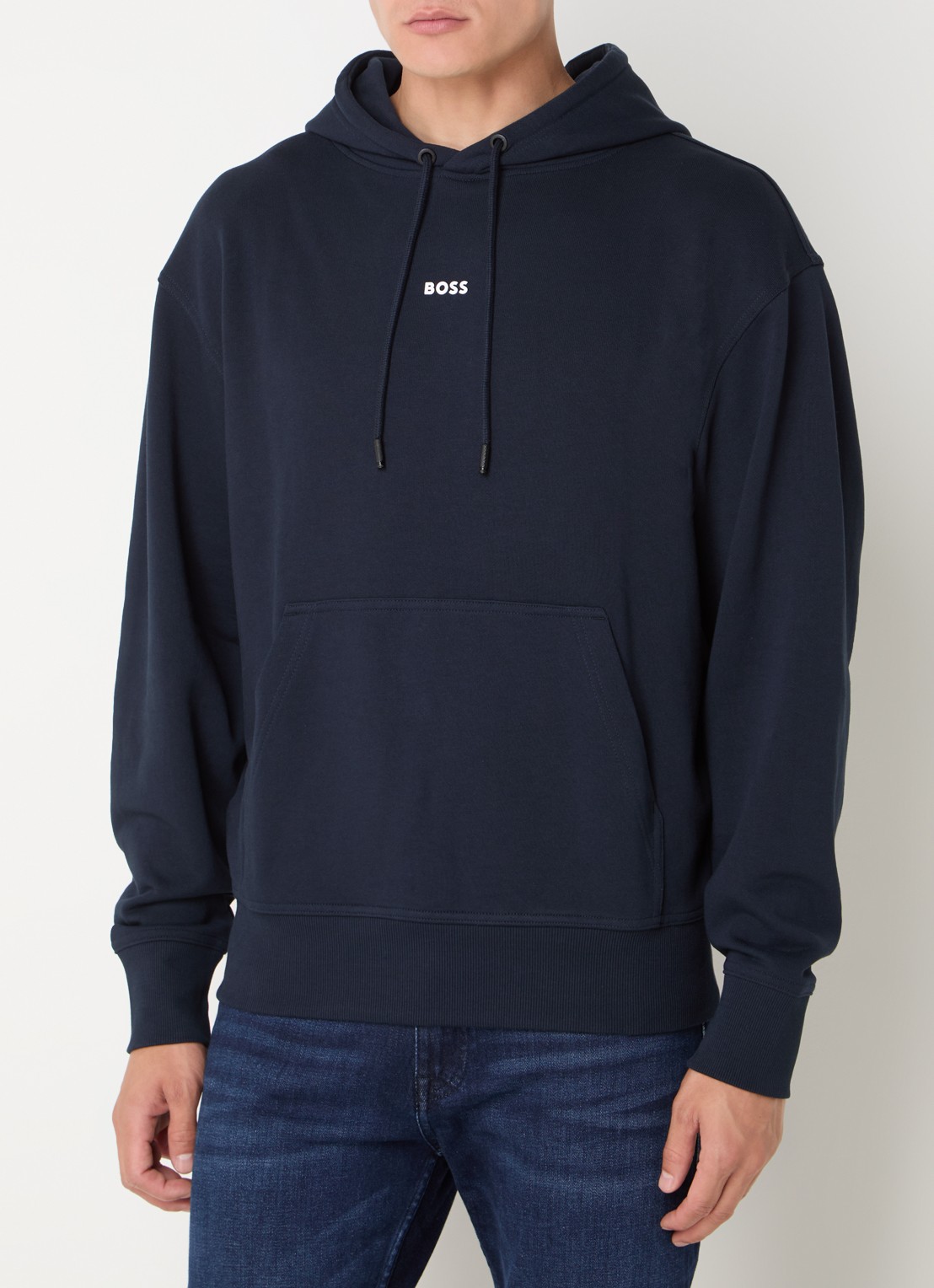BOSS Hoodie met logo - detail 6 donkerblauw