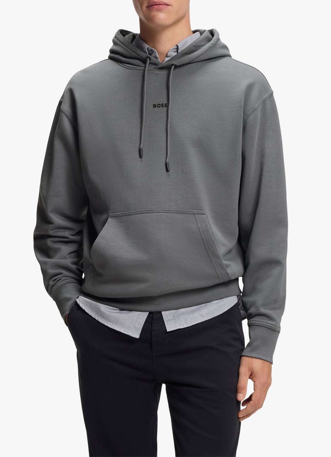 BOSS Hoodie met logo - detail 3 donkergrijs