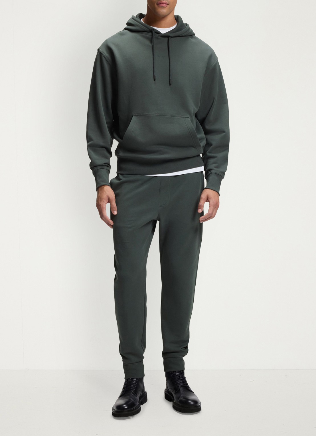 BOSS Hoodie met logo - voorkant 2 donkergroen