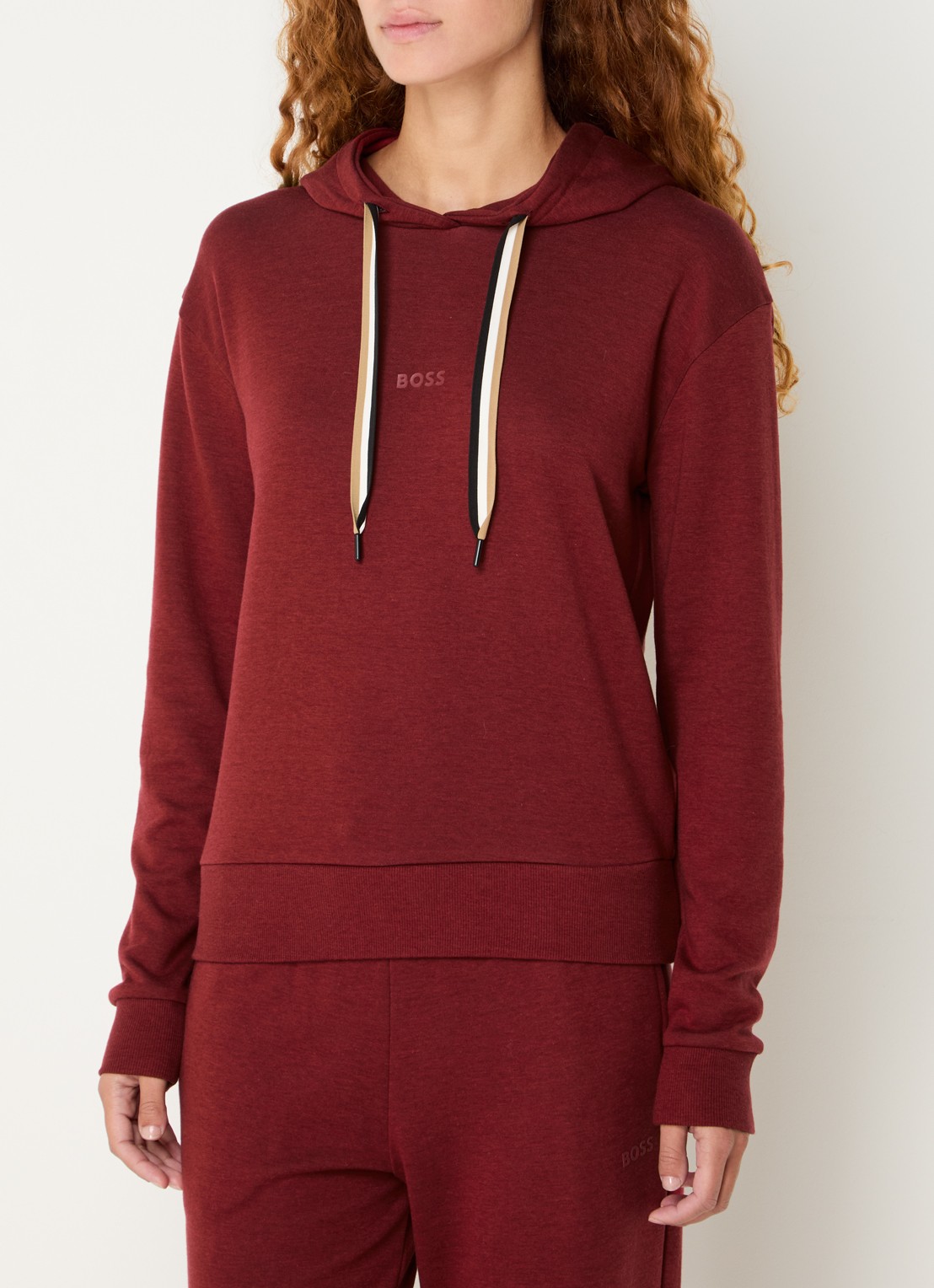 BOSS Hoodie  met logo - detail donkerrood