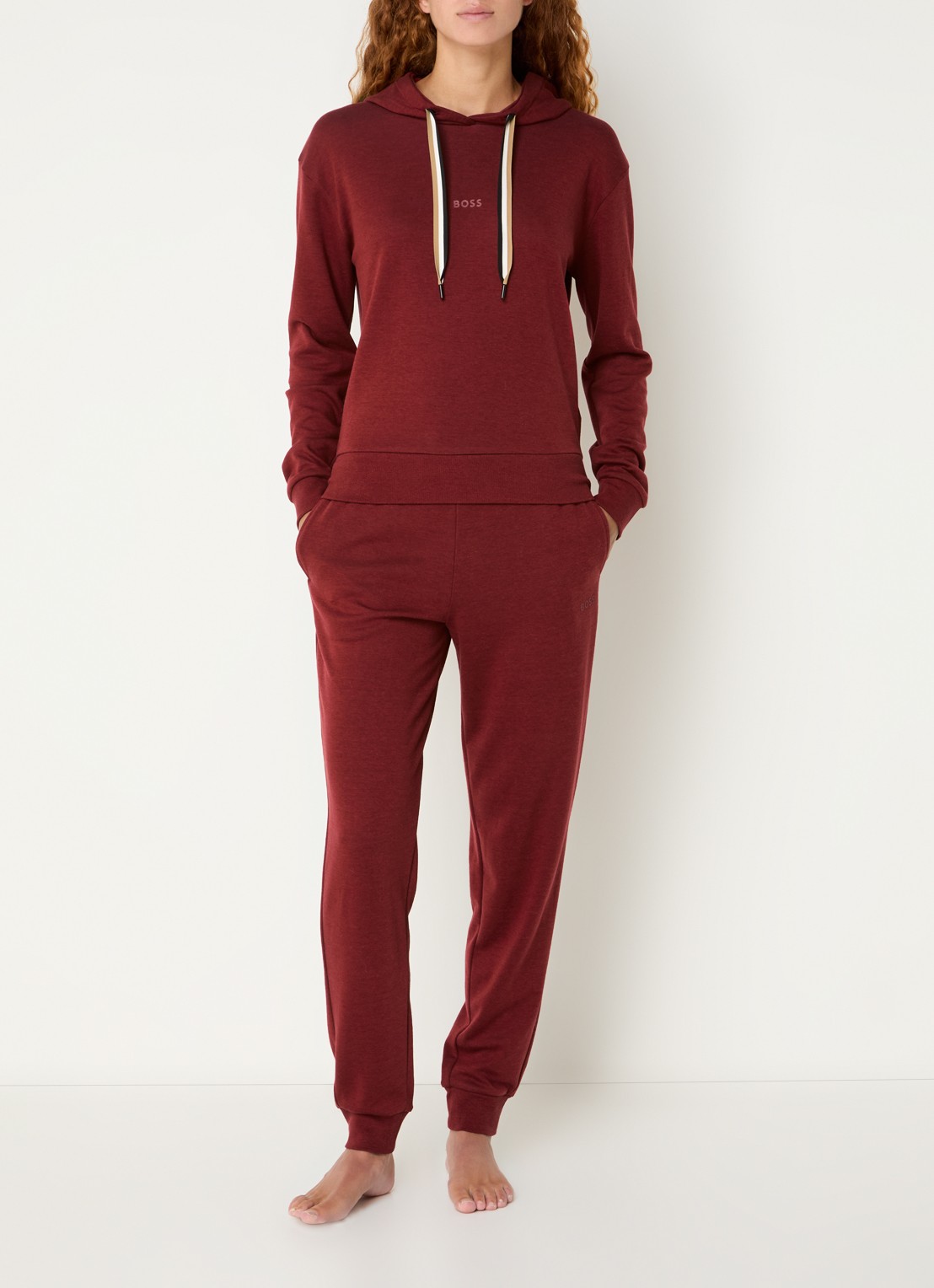BOSS Hoodie  met logo - voorkant 5 donkerrood
