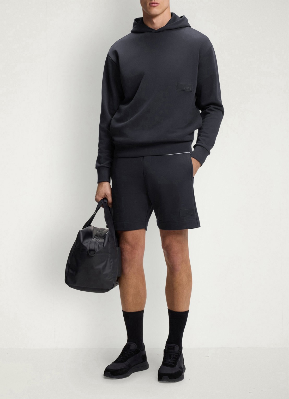 BOSS Hoodie met logo - voorkant 2 blauw