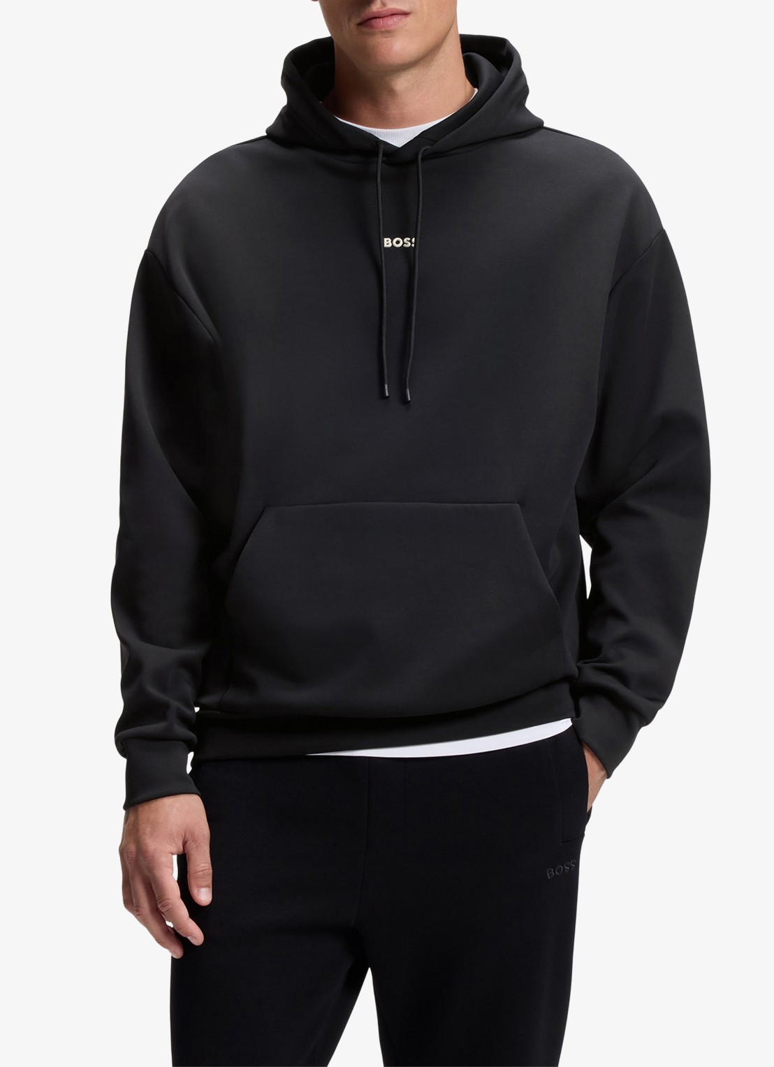 BOSS Hoodie met logoborduring - detail black-002