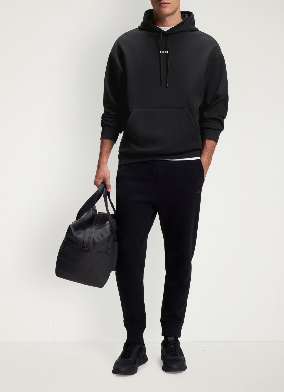 BOSS Hoodie met logoborduring - voorkant 4 black-002