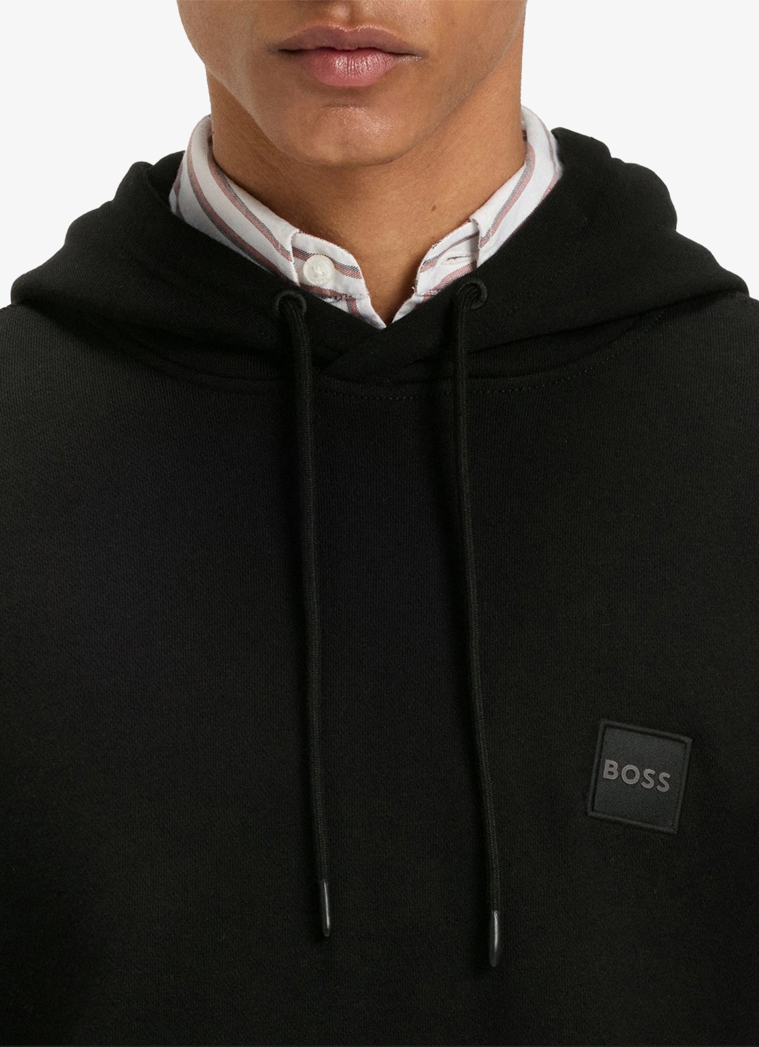BOSS Hoodie van katoenen sweatstof met logopatch - detail 3 zwart