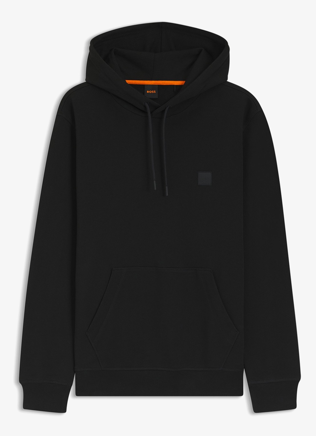 BOSS Hoodie van katoenen sweatstof met logopatch - voorkant 5 zwart