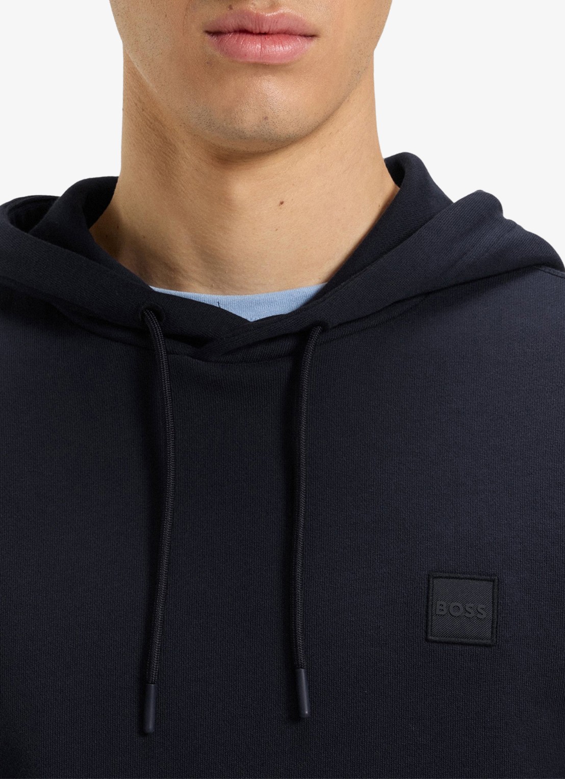 BOSS Hoodie van katoenen sweatstof met logopatch - detail 5 donkerblauw