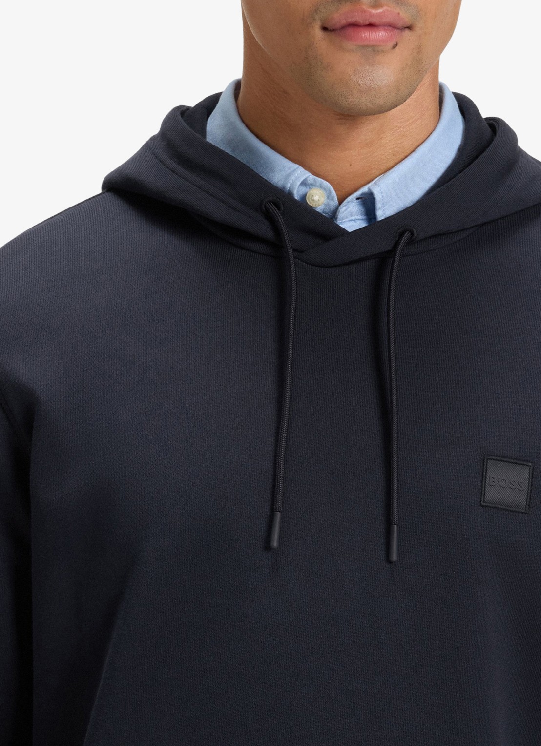 BOSS Hoodie van katoenen sweatstof met logopatch - detail 6 donkerblauw