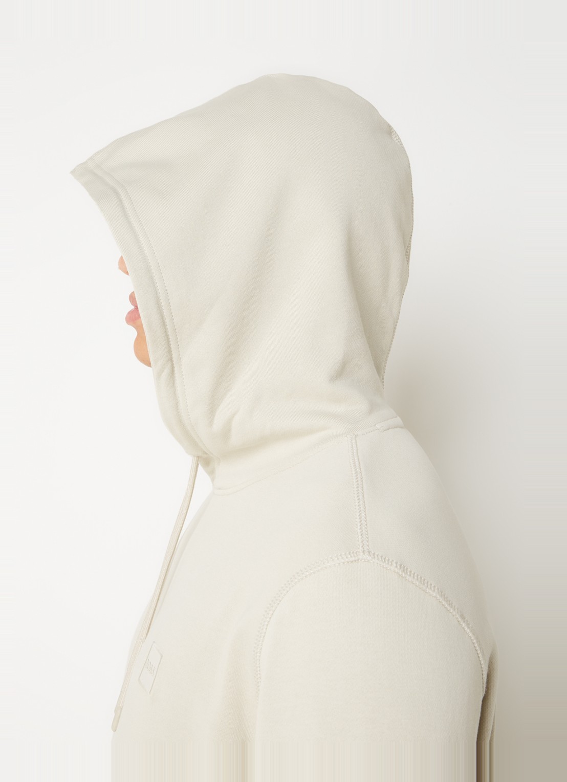 BOSS Hoodie van katoenen sweatstof met logopatch - detail 4 beige