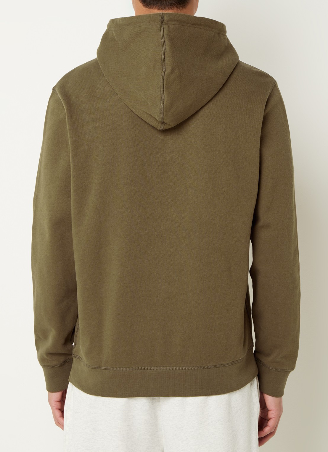 BOSS Hoodie van katoenen sweatstof met logopatch - achterkant 5 legergroen